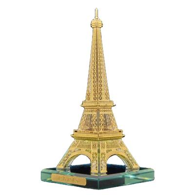 China USA Gold Foil Decorated K9 Crystal Eiffel Tower Model For Europe Wedding Gifts Souvenirs for sale