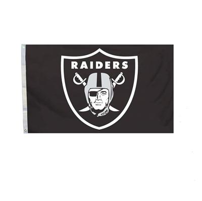 China 90*150cm Hanging Double Sew 110g Polyester To Customize Single Sided NFL Oakland Raiders 3x5Ft Banner Flag With Grommets for sale