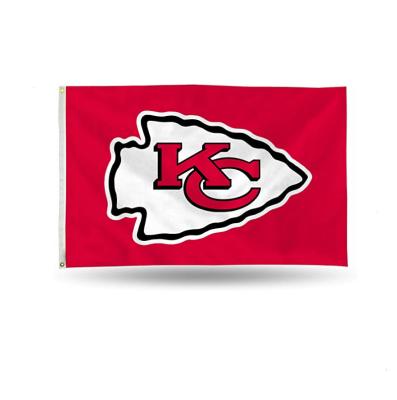 China 100 Polyester 2 Eyelets NFL American Football Kansas City Chiefs 3x5ft Single Sided Printing Durable Double Sided Flag For Sporting Event for sale