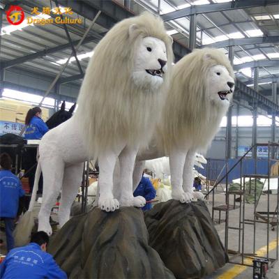 China Outdoor& wholesale indoor park emulation white aminatronic lions, realistic life size lion animatroni for sale