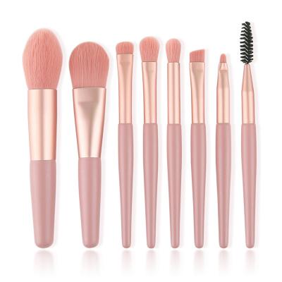 China Angular Blush Hot Sale Travel Makeup Brush 8 Pieces Cute Pink Handle For Sale Makeup Brush Set Synthetic Hair for sale