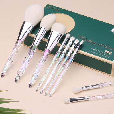 China 2020 New Amazon Selling Brand Custom Hot Silky Soft Logo Personal Artificial Hair 9 Handle Plastic Crystal Makeup Brush Set (With Bag) for sale