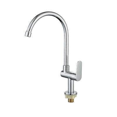 China Polish Single Lever Brass Metered Taps Rapsel Chrome Long Neck Cold Water Kitchen Faucet for sale