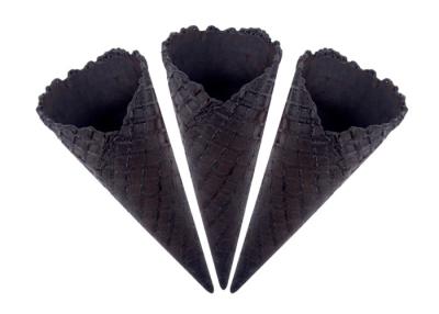 China Eiscreme-schwarze Holzkohlen-Farbe Sugar Cones With 23 Grad-Winkel zu verkaufen