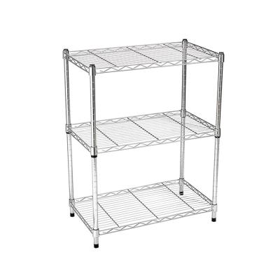 China Workable Coating 3 Tier Chrome Storage Adjustable Wire Shelf Metal Unit Wire Display Rack for sale