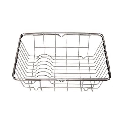 China Sustainable Stainless Steel Fruit Vegetable Bowl Wash Basket Over Sink Roll Up Dish Drying Rack for sale