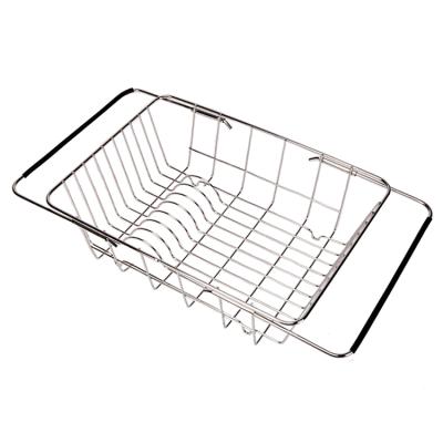 China Viable Kitchen Bowl Fruit Wash Basket Rack Stainless Steel Extendable Dish Drainer for sale