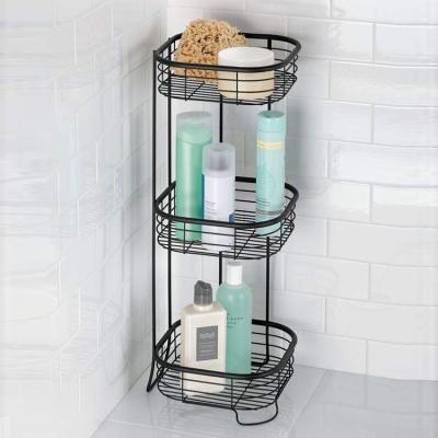 China 3 Tier Black Bathroom Organizer Shelves Viable Bathroom Shelves Wash Bath Things Corner Bathroom Shelf for sale