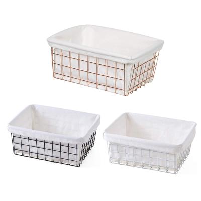 China Canvas Viable Desk Bag Multi-Function Statistical Style Household Metal Wire Storage Basket for sale