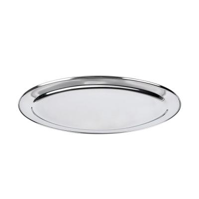 China Factory Direct Sale Stainless Steel Tray Paella Pan Mirror Seafood Dish Viable Oval Dish for sale