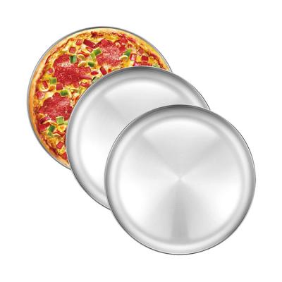 China Sustainable Oven Pizza Pan Round Thickened Kitchen Aluminum Dish Pan Round Pizza Pan Tray for sale