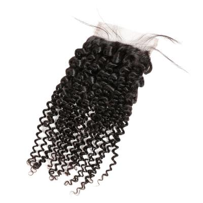 China Wholesale Deep Wave 4X4 Lace Up Closure 100% Human Mongolian Curly Curly Virgin Cuticle Aligned Big Hair Stock for sale