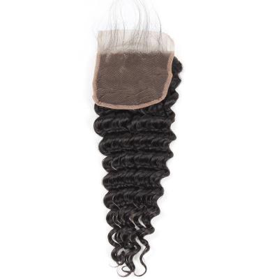 China Good Quality Cheap Peruvian Deep Wave Deep Wave Closure Hair 16 Inches for sale