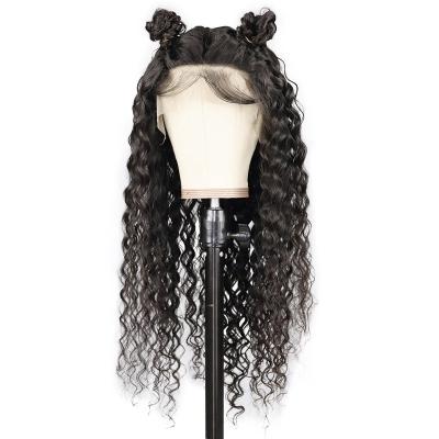 China Cheap Wholesale Virgin Brazilian Water Wave Hair Transparent Lace Front Wigs For Black Woman for sale