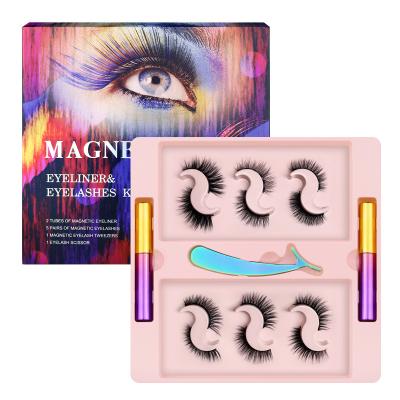 China 6 Pairs Magnetic Magnets To Attract Natural Thick Eyelash Liquid Eyeliner Set 18.7*19*1.5cm Six-Magnetic Border False Eyelashes for sale