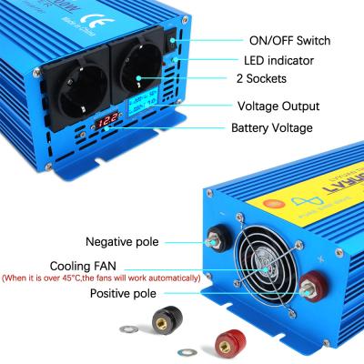 China For Computer 1500W 3000W Pure Sine Wave Power Inverter 12 Volt Inverter Charger Pure Sine Supply Power Fishing Inverter EU Plug for sale