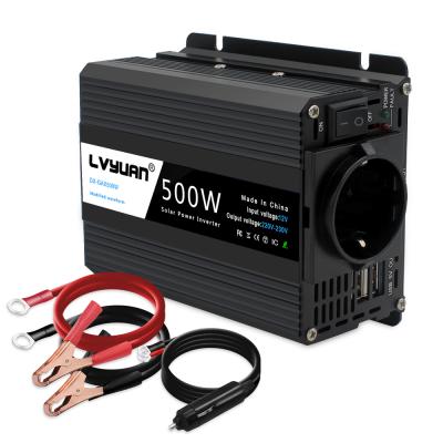 China For Small Fan DC To AC Inverter EU Plug Customized Plugs 500W/1000W Car Inverter Output 220V Modified Sine Wave Converter Charger For Car telephone for sale