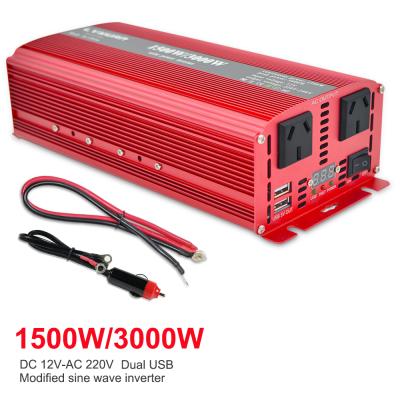 China For Small Fan Inverter DC To AC 3000W 12V 220V Car Power Sine Wave Inverter Modified Car Inverter With Voltage Display for sale