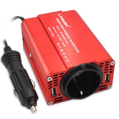 China For Mobile Phone Lvyuan 200W EU Plug DC 12V To AC 230V Vehicle Converter Stock Car Spare Inverter With 3.1A USB for sale