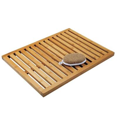 China Waterproof Bamboo Non Slip Large Design Board Rectangular Slatted Natural Floor Mat Wood Look for sale