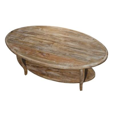 China Open Shelf Convertible Rustic Oval Decorative Accents Solid Wood Coil Coffee Table for sale