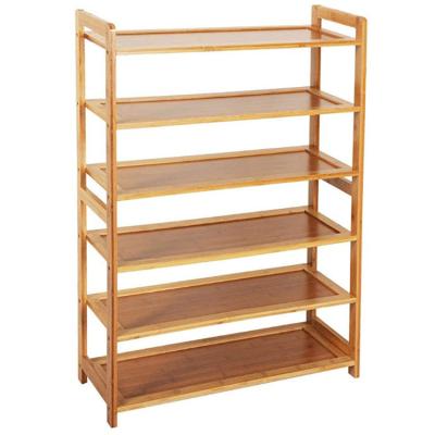 China High Quality Convertible Six Tiers New Bamboo Material Shoe TALL RACK Wooden Shoe Rack for sale