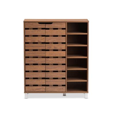 China Convertible Cabinet with Wooden Open Shelves Contemporary Walnut Fashion Shoe Rack Cabinet for sale