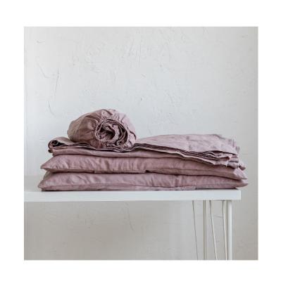 China Factory Nondisposable Luxury Rosewood Sheet Set French Linen Fitted Sheet With Pillowcase for sale