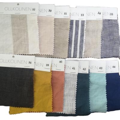 China Viable Wholesale Stock Canvas Swatches Set 170GSM 100% Pure Stonewashed French Linen Fabric Color Swatch for sale