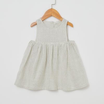 China 2022new 100%linen design prewashed 100%linen baby beach dress for sale