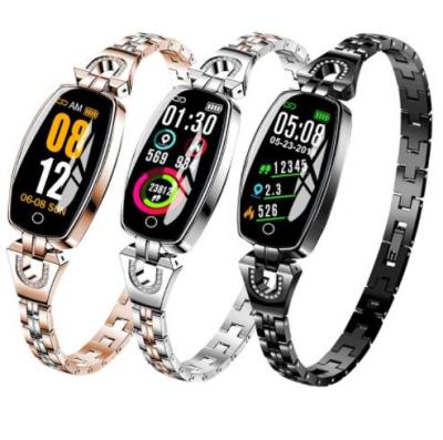 China Wholesale Female Waterproof Fitness Blood Pressure Factory Touch Screen Heart Rate H8 Smartwatch BT Smart Bracelet Monitoring for sale