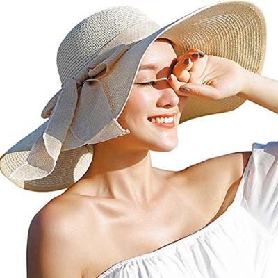 China Summer Protection Beach Sustainable Women's Wide Brim Sun Protection Straw Hat, Floppy Hat for sale