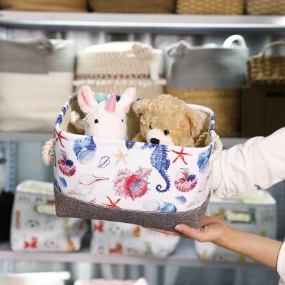 China Custom Viable Collapsible Trash Bin Storage Tissue Box Basket Decorative Storage Baskets For Sundries for sale