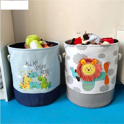 China Large Tropical Cartoon Lion Folding Laundry Basket Dirty Clothes Storage Basket For Kids Toys Organizers Basket Sundries Storage Barrel for sale