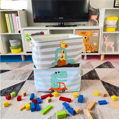 China Large Viable Kids Toy Storage Bin Basket Cartoon Giraffe Folding Laundry Basket with Folding Handle Organizer for Nursery Storage for sale