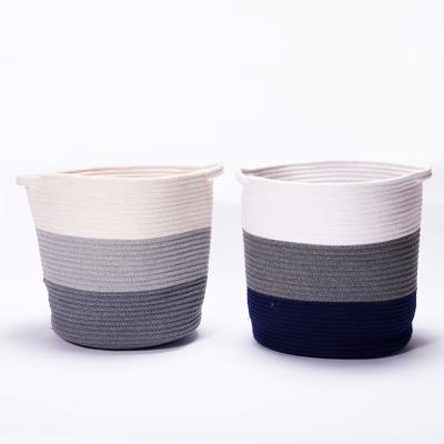 China Morden OEM Laundry Basket Manufacturing Luxury Cheap Cotton Rope Hamper Clothes Laundry Basket With Handle for sale