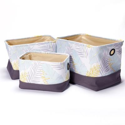 China Custom Collapsible Storage Bins Fabric Storage Baskets Polyester Fabric Colorful Eco-Friendly Sustainable Storage Bins With Polyester Handle for sale