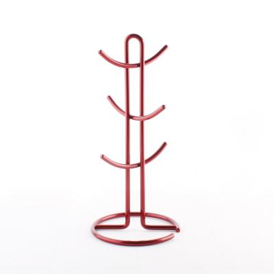 China Modern Rack Rack Home Storage Drying Storage Cup Hangs Display Rack Metal Universal Tree Shape Cup Coffee Mugs Stand With 6 Hooks for sale