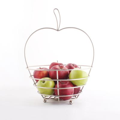 China Storage Apple shape fruit basket dining table decoration nickel plated fruit bowl for storage fruit vegetable egg for sale