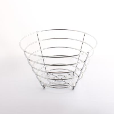 China Chrome Metal Fruit Basket Storage Bowl Fruit Vegetable Egg Bread Storage Basket Holder For Kitchen Countertop for sale