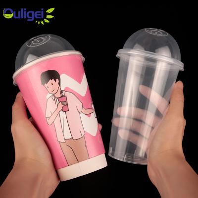 China Custom Printing Disposable Plastic Cups Eco-friendly Biodegradable 16oz 24oz 32oz 500ml Cheap Clear Logo Cold Drinks Disposable Plastic Cups With Lids for sale