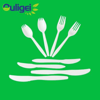 China Disposable Eco-Friendly Stored Biodegradable Plastic Cutlery Cornstarch Biodegradable Promotion Spoon Knife And Fork for sale