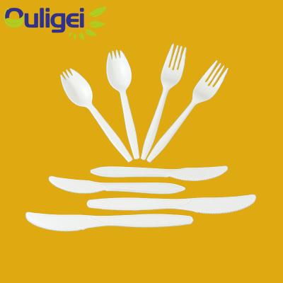 China Biodegradable Hot Sale Peep Price Biodegradable Disposable Cutlery Set Knife Fork Eco Friendly Stocked Plastic Spoon for sale