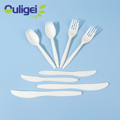 China Disposable Eco Friendly Manufacture 100% Pla Biodegradable Biodegradable Spoon And Forking Disposable Cutlery for sale