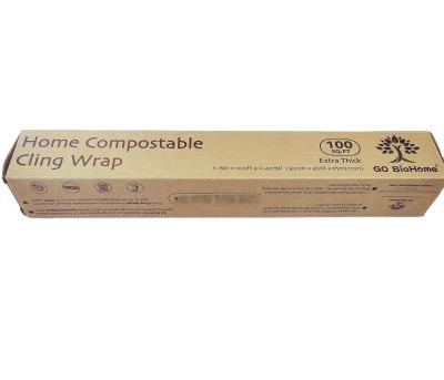 China 100% Moisture Proof Compostable PLA Film Wrap In Biodegradable Roll Cling Film With Zipper Cutter Inside for sale