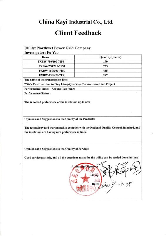 Feedback from China State Grid - China Kayi Industrial Co., Ltd.