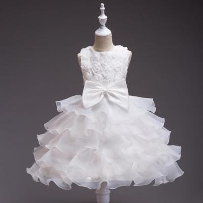 China New Girls' Puffy Dress JL00007 Princess Dress Girls Party Breathable Bow White Hildrens High Quality for sale