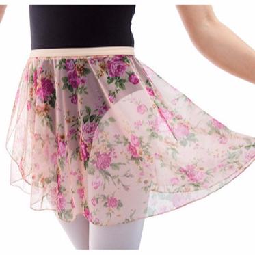 China Chiffon Ballet Dance Skirt CLB0019 Printed Flower Fashion Style Women Dancewear Chiffon Ballet Dance Wrap Adult Practicing Skirt for sale