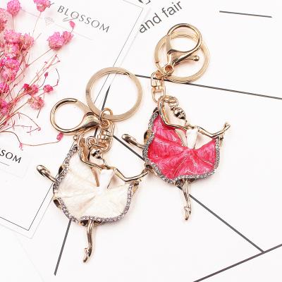 China Real Fur Ball Fashion Ballet Dance Girl Key Chain Key Chain, Ballerina Dancing Key Ring For Wedding Gift for sale