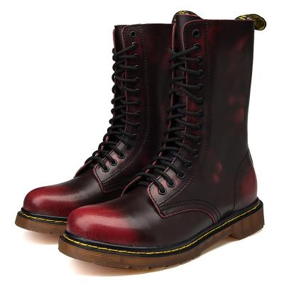 China Fashion Large Size Martin Boots 14-Hole Fashion Knight Boots Long Tube Leather Boots Fashion Trend Winter Tooling Couples Boots for sale